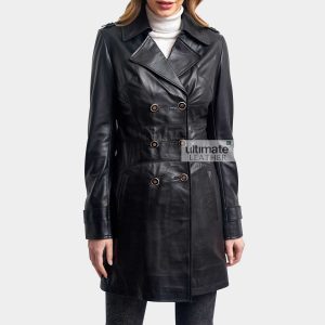 Get Womens Black Trench Coat | Leather Long Coat